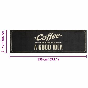 Keukenmat wasbaar koffietekst 45x150 cm fluweel 5