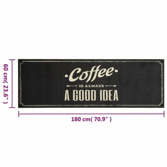 Keukenmat wasbaar koffietekst 60x180 cm fluweel 5