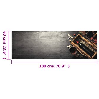 Keukenmat wasbaar wijnflesprint 60x180 cm fluweel 5