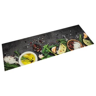 Keukenmat wasbaar kruidenprint 45x150 cm fluweel 1