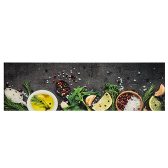 Keukenmat wasbaar kruidenprint 45x150 cm fluweel 2