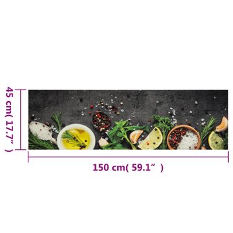 Keukenmat wasbaar kruidenprint 45x150 cm fluweel 5