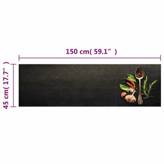 Keukenmat wasbaar kruidenprint 45x150 cm fluweel 5
