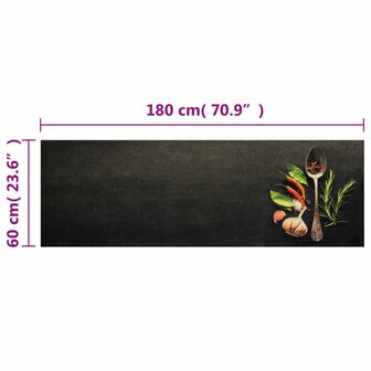 Keukenmat wasbaar kruidenprint 60x180 cm fluweel 5