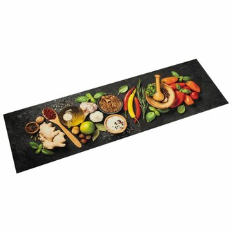 Keukenmat wasbaar kruidenprint 45x150 cm fluweel 1