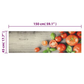 Keukenmat wasbaar tomatenprint 45x150 cm fluweel 5