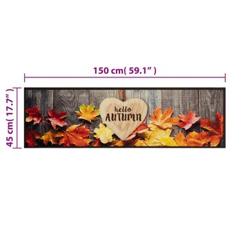 Keukenmat wasbaar herfstprint 45x150 cm fluweel 5