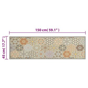 Keukenmat wasbaar zeshoekpastelprint 45x150 cm fluweel 5