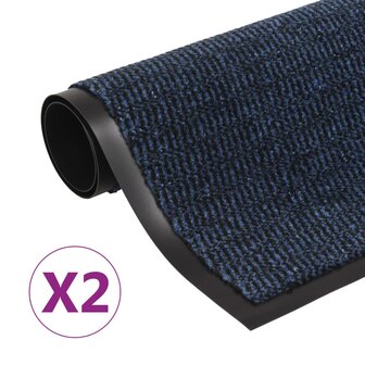 Droogloopmatten 2 st rechthoekig getuft 60x90 cm blauw 1