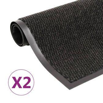Droogloopmatten 2 st rechthoekig getuft 80x120 cm zwart 1