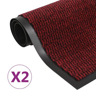 Droogloopmatten 2 st rechthoekig getuft 80x120 cm rood 1