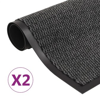 Droogloopmatten 2 st rechthoekig getuft 90x150 cm antraciet 1