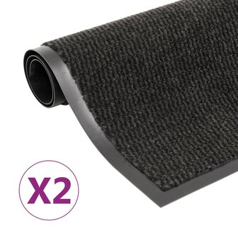 Droogloopmatten 2 st rechthoekig getuft 90x150 cm zwart 1