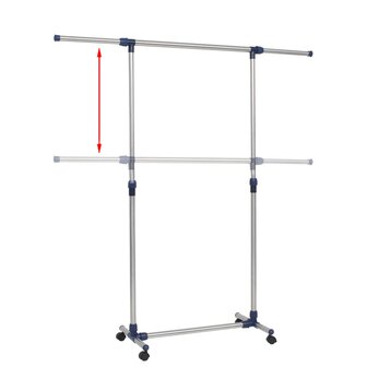 Kledingrek verstelbaar 165x44x150 cm roestvrij staal zilver 3