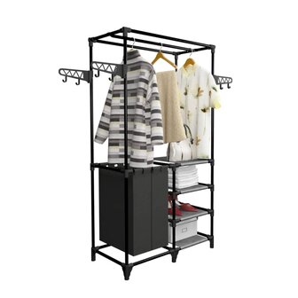 Kledingrek 87x44x158 cm staal en ongeweven stof zwart 5