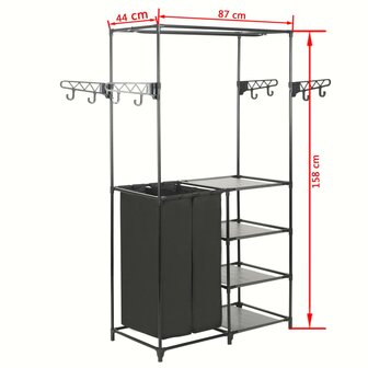 Kledingrek 87x44x158 cm staal en ongeweven stof zwart 7