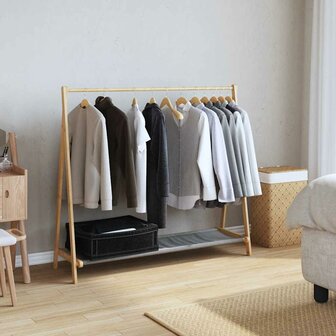 Kledingrek met schappen 106x34x102 cm bamboe 2