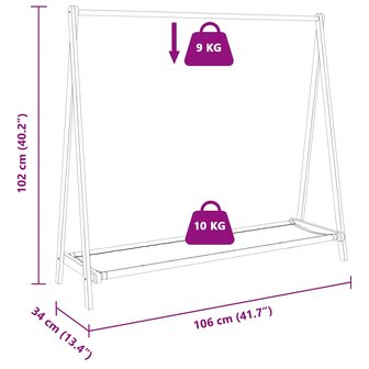 Kledingrek met schappen 106x34x102 cm bamboe 9