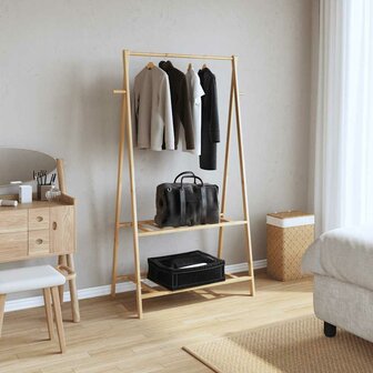 Kledingrek met schappen 96x45,5x150,5 cm bamboe 2