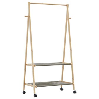 Kledingrek met schappen en wielen 96x45,5x155,5 cm bamboe 1