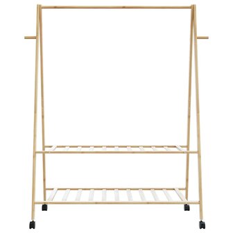 Kledingrek met schappen en wielen 132x45,5x155,5 cm bamboe 4