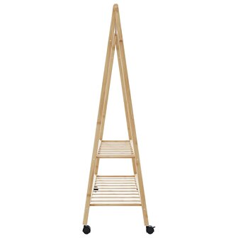 Kledingrek met schappen en wielen 132x45,5x155,5 cm bamboe 5