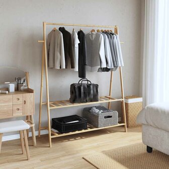 Kledingrek met schappen 132x45,5x150,5 cm bamboe 2