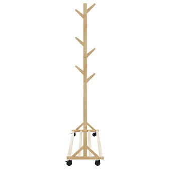 Kledingrek met haken en wielen 100x35x157 cm bamboe 5