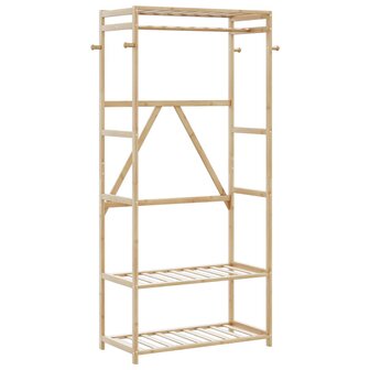 Kledingrek met schappen 80x40x175 cm bamboe 1