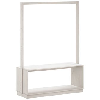 Kledingrek schoenenkast 113x40x157,5 cm massief grenenhout wit 6