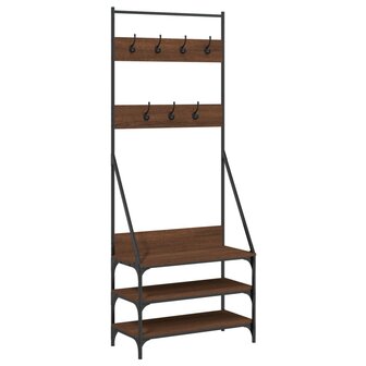 Kledingrek met schoenenrek 72x34x184 cm bruin eikenkleur 2