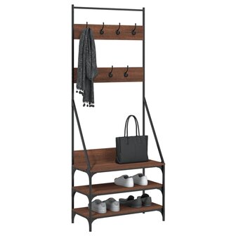 Kledingrek met schoenenrek 72x34x184 cm bruin eikenkleur 3