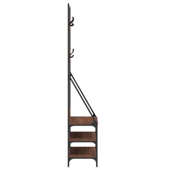 Kledingrek met schoenenrek 72x34x184 cm bruin eikenkleur 5
