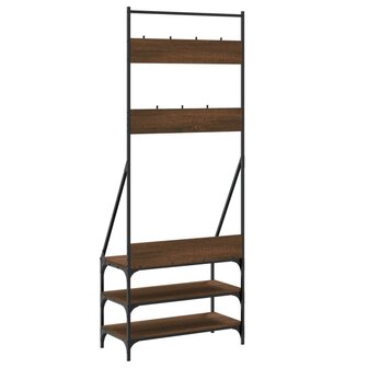 Kledingrek met schoenenrek 72x34x184 cm bruin eikenkleur 6