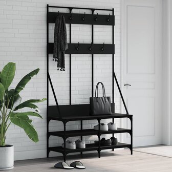Kledingrek met schoenenrek 100x40x184 cm zwart 1