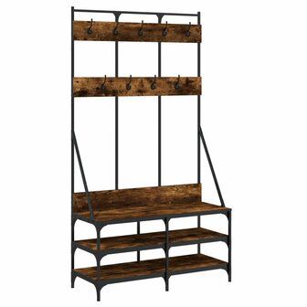 Kledingrek met schoenenrek 100x40x184 cm gerookt eikenkleurig 2