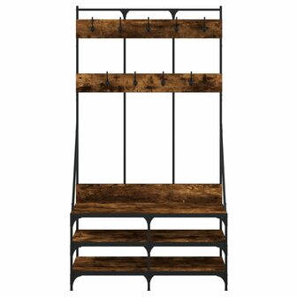 Kledingrek met schoenenrek 100x40x184 cm gerookt eikenkleurig 4