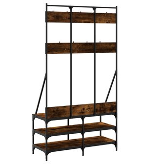 Kledingrek met schoenenrek 100x40x184 cm gerookt eikenkleurig 6