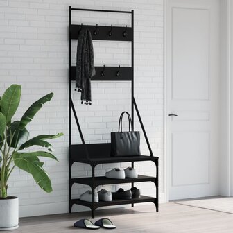 Kledingrek met schoenenrek 70x40x184 cm zwart 1
