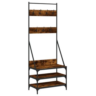 Kledingrek met schoenenrek 70x40x184 cm gerookt eikenkleurig 2