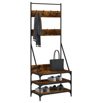 Kledingrek met schoenenrek 70x40x184 cm gerookt eikenkleurig 3