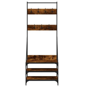 Kledingrek met schoenenrek 70x40x184 cm gerookt eikenkleurig 4