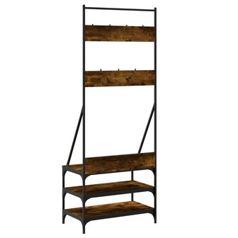 Kledingrek met schoenenrek 70x40x184 cm gerookt eikenkleurig 6