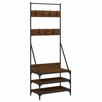 Kledingrek met schoenenrek 70x40x184 cm bruin eikenkleur 2