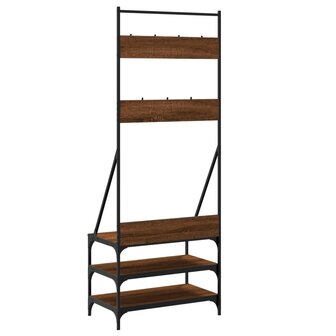 Kledingrek met schoenenrek 70x40x184 cm bruin eikenkleur 6
