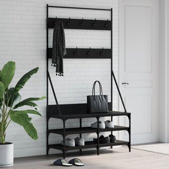 Kledingrek met schoenenrek 100x40x184 cm zwart 1