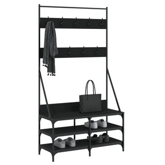 Kledingrek met schoenenrek 100x40x184 cm zwart 3