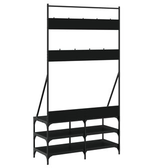 Kledingrek met schoenenrek 100x40x184 cm zwart 6