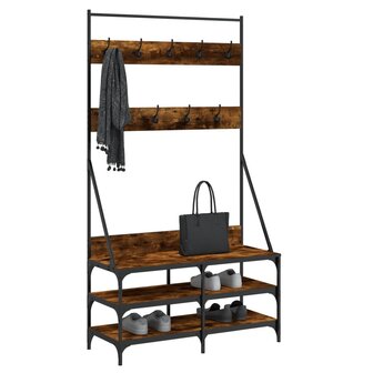 Kledingrek met schoenenrek 100x40x184 cm gerookt eikenkleurig 3