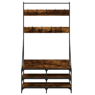 Kledingrek met schoenenrek 100x40x184 cm gerookt eikenkleurig 4